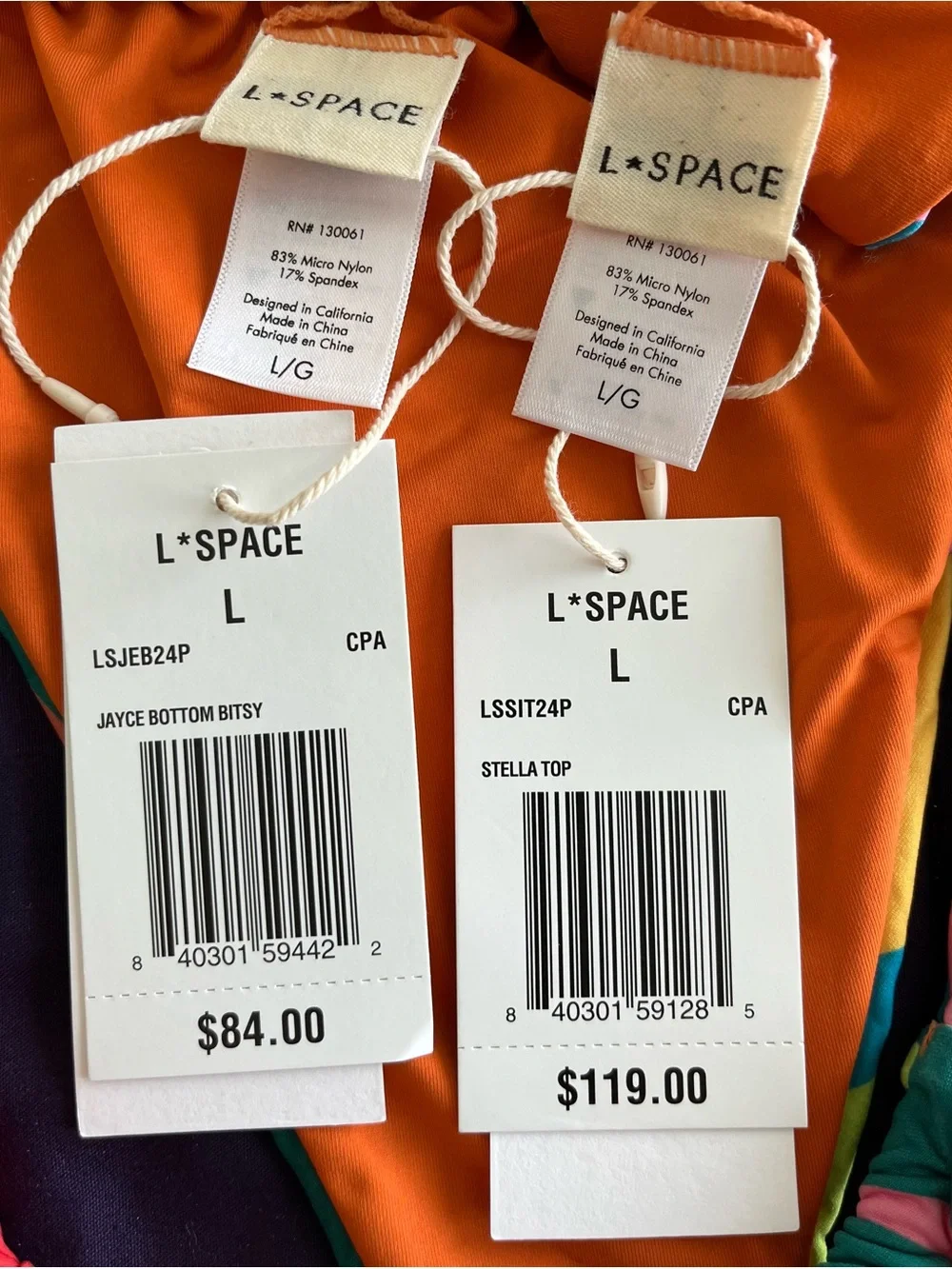 L*Space Bikini Set Copacabana Stella Top & Jayce Bottom Large Boho Resortwear
